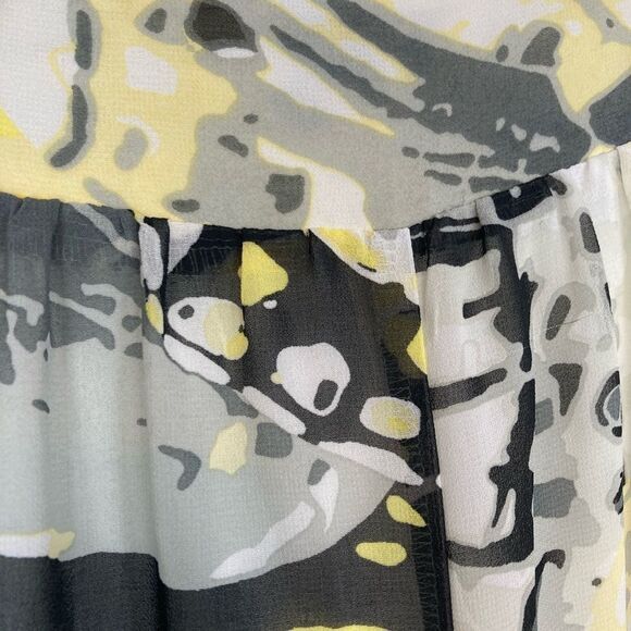 Cato NWOT Wide leg high waisted chiffon lined Yellow, Black Abstract Print Pants - Picture 12 of 16